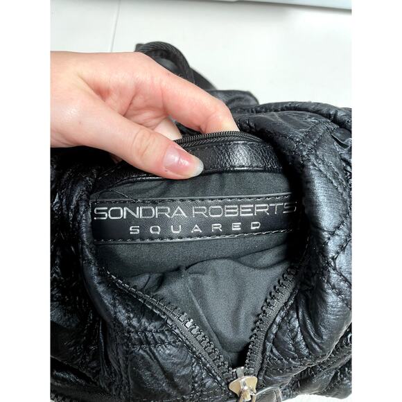 SONDRA ROBERTS SQUARED Black Quilted Purse Backpacks 12.5"x13.5" - Picture 8 of 12